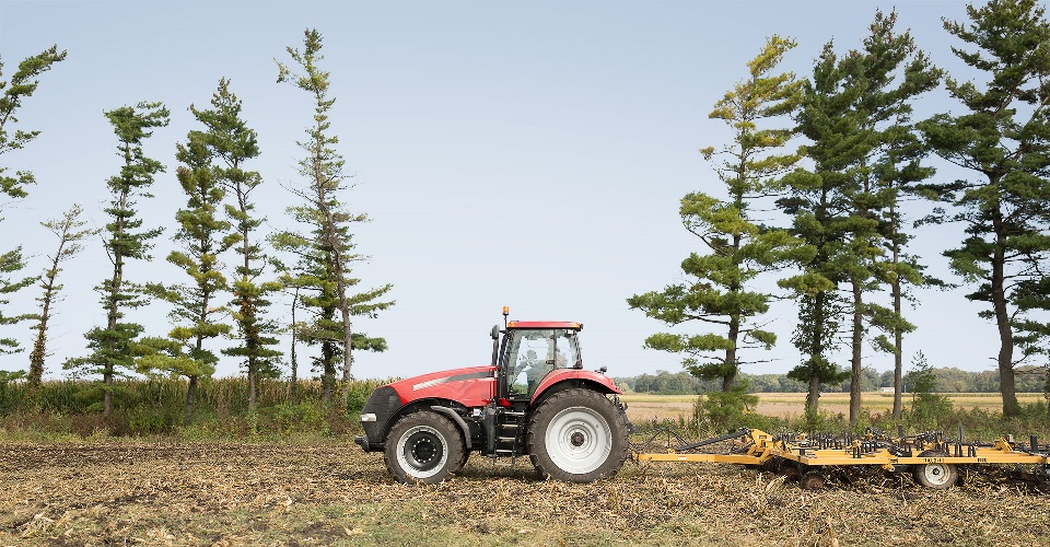 Tractor clearing land.