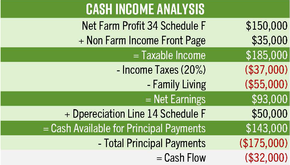 Cash income analysis example