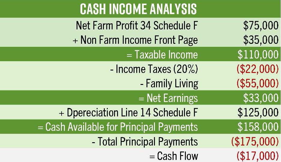 Cash income analysis example