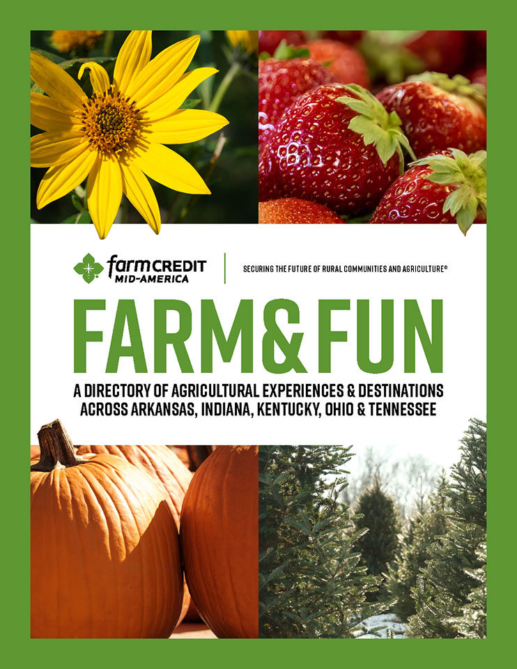 Cover of Farm & Fun: a directory of more than 100 agritourism destinations and experiences in Arkansas, Indiana, Kentucky, Ohio and Tennessee.