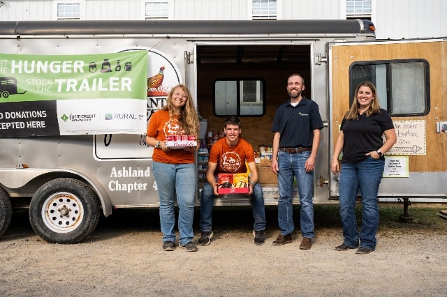 Trailer of donated food
