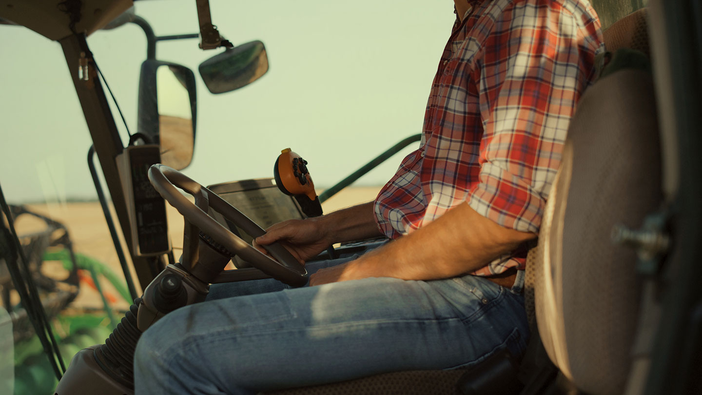 Farmer in combine