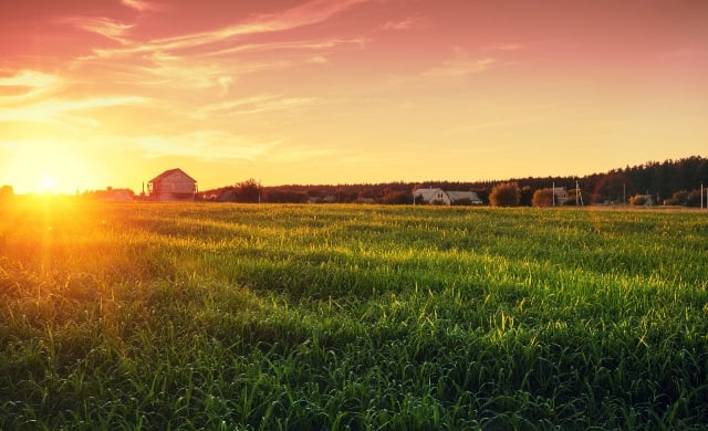 Farm with a sunrise