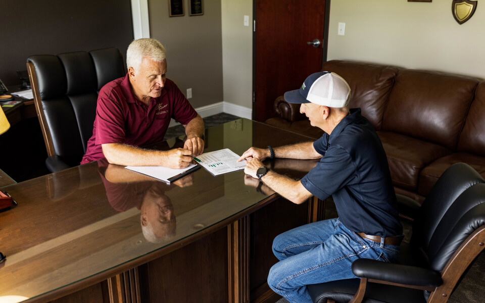 Customer and Financial Officer discuss a balance sheet