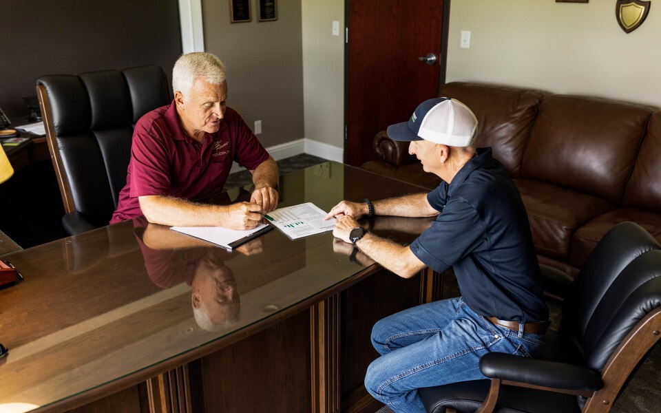Customer and Financial Officer discuss a balance sheet