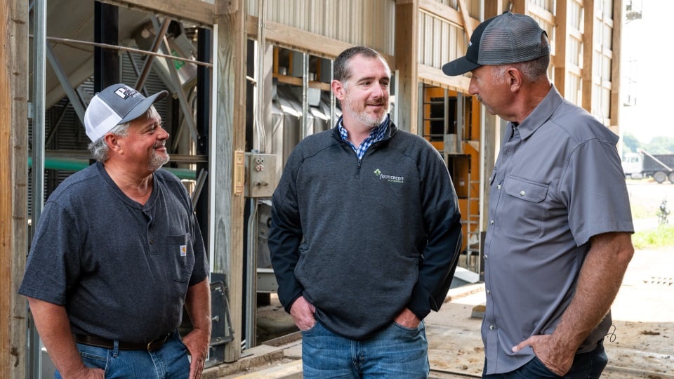 Farm Credit Mid-America team members meets with customers on the farm
