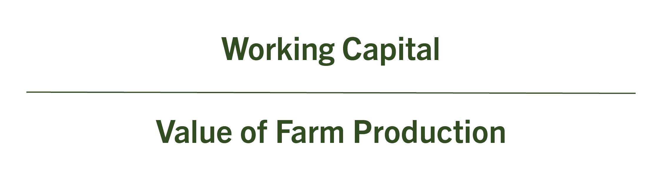 Working capital divided by value of farm production