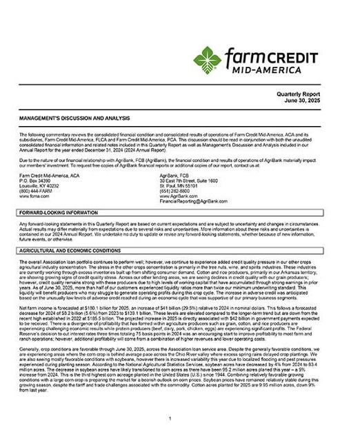 Farm Credit Mid-America 2025 Q2 Quarterly Report